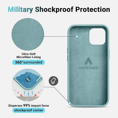 AOTESIER Compatible with iPhone 12 and iPhone 12 Pro Case 6.1 inch,Silky Touch Premium Soft Liquid Silicone Rubber Anti-Fingerprint Full-Body Protective Flexible Bumper Case (Mintcream Green) thumbnail 5