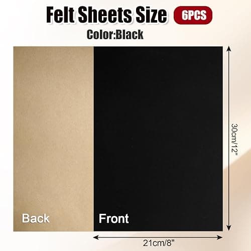Biaungdo 6 Pcs Self Adhesive Felt Sheets, Black Felt Sheet with Adhesive Backing, 8 x 12 Inch Felts Fabric Peel and Stick Felts Liners for Arts Crafts Drawer Jewelry Box(A4 Size) thumbnail 2
