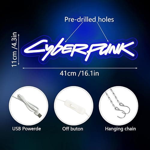 WonderfulLife Game Cyberpunk Neon Sign for Game Zone Decor,Shooting Games Led Lights for Man Cave Gaming Room Internet Bar or Bedroom Decoration.5V USB Powered,Easy Hanging. thumbnail 2