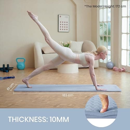 Good Nite Gymnastikmatte Yogamatte Fitnessmatte 10mm Rutschfest Trainingsmatte Sport Turn Matten Pilates Matte Bodenturnmatte Mit Tragegurt 183 x 61 x 1 cm thumbnail 2
