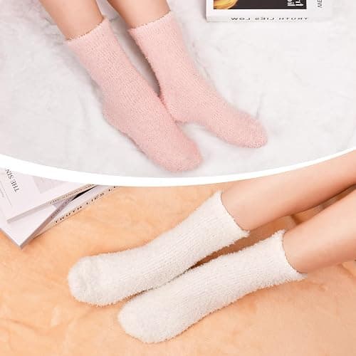 ORALER Fuzzy Socks Gifts for Women - Cozy Fluffy Winter Soft Warm Plush Slipper Socks - Christmas Stocking Stuffers for Women thumbnail 6