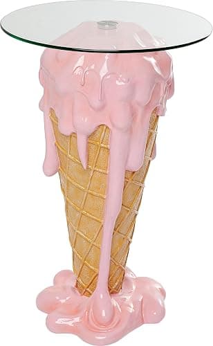 Kare Design tavolino da caffè Icecream, marrone/rosa, diametro 48cm, tavolino soggiorno/divano, tondo, cameretta, cucina, stile pop, stile barbie, Weirdcore 74x48x48cm (A/L/P) thumbnail 2
