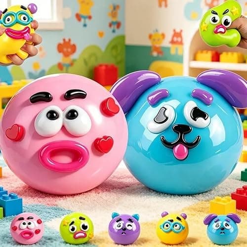 Smushers Squishy Fidget Toy with Interchangeable Faces, Dog Face Swap Squishy Stress Balls DIY Face Squeeze Toy Soft Dog Face Swap Stress Relief Sensory Squeeze Toy Home Office (F) thumbnail 2
