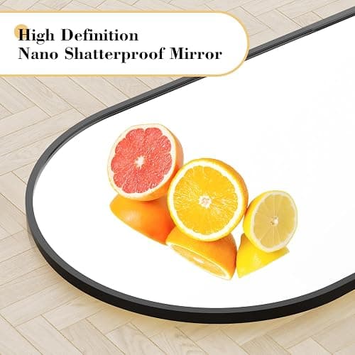 OLIXIS Arched Full Length Mirror 59"x16" for Bedroom, Full Body Mirror with Stand, Hanging or Leaning for Wall, Aluminum Alloy Thin Frame Floor Standing for Living Room, Tall, Black thumbnail 3