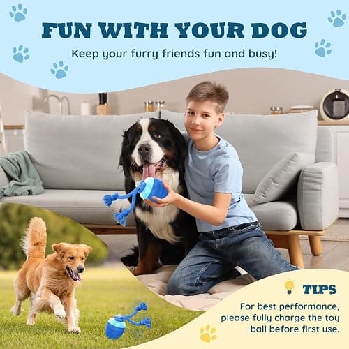 HVUATQ Interactive Dog Toys - 2025 Upgraded Motion Activated Balls for Medium/Large Dogs, Automatic Moving Dogs Toy Wicked Ball for Boredom, Interactive Dog Ball to Keep Them Busy(Blue) thumbnail 2