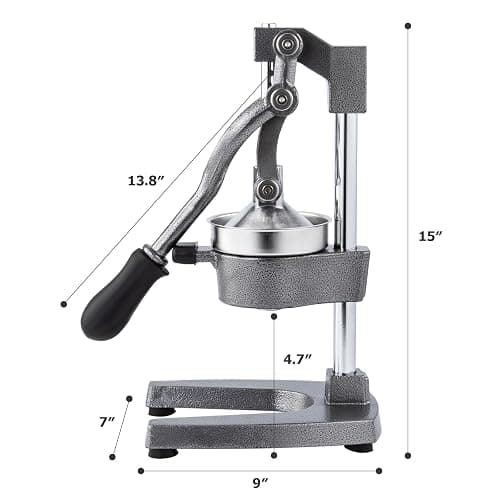 CO-Z Hand Press Juicer Machine, Manual Orange Juicer and Professional Citrus Juicer for Orange Juice Pom Lime Lemon Juice, Commercial Lemon Squeezer, Easy to Clean, Gray thumbnail 2