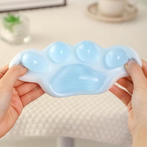 Handmade Cat Paw Taba Squishy Toys,Anxiety and Relaxation Perfect Desk Accessory for Stress Relief Toys (Blue Transparent) thumbnail 4