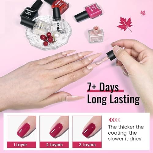 OpenLive 12 PCS Nail Polish Set With 10 Colour Combo, 2 PCS Base And Top Coat,Fast Drying Nail Polish For Home DIY And Beginners. thumbnail 5