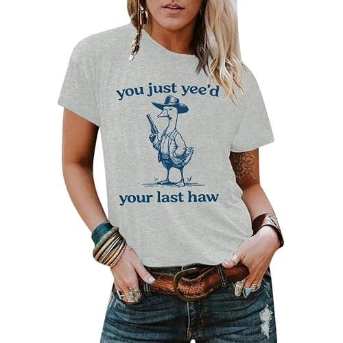 Tuislay Funny Goose Shirt You Just Yee'd Your Last Haw Graphic Tees Rodeo Western Shirts Vintage Cowboy Tshirt Country Tops thumbnail 2