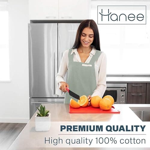 Hanee Cotton Aprons for Women and Men | Cross-Back Apron with Pockets thumbnail 2
