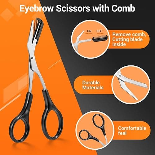 TsMADDTs Tweezers for Men, 8 in 1 Professional Eyebrow Tweezers Kit with Eyebrow Trimmer & Scissors, Razor, Brush, Skin Care Tools thumbnail 5