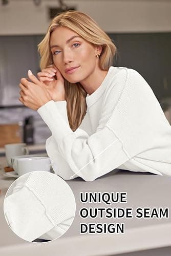 LILLUSORY Women's Oversized Batwing Sweaters 2025 Fall Outfits Trendy Crewneck Knit Side Slit Fashion Pullover Tops thumbnail 4