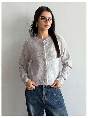 GORGLITTER Women's Button Up Knit Cardigan Open Front Casual Dressy Fall Trendy 2025 Cute Long Sleeve Sweater - Image 1