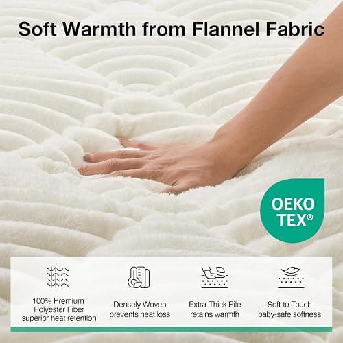 Novilla Fleece Mattress Topper Full, Warm Sherpa Mattress Pad, Cloud-Like Soft Bed Cover for Winter, Deep Pocket fits up to 21", Machine Washable thumbnail 4