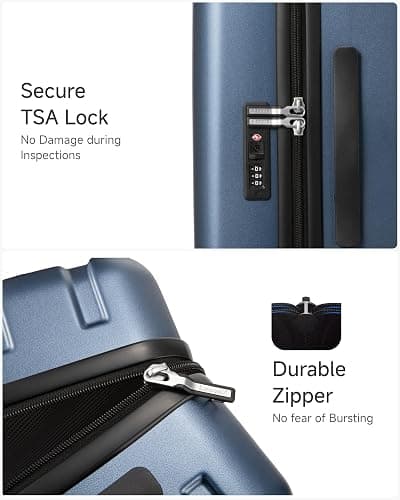 LUGGEX Carry On Luggage 22x14x9 Airline Approved, L2 100% PC Hard Shell Travel Suitcase with Smooth Spinner Wheels, TSA Lock (Black, 20 Inch, 40L) thumbnail 5