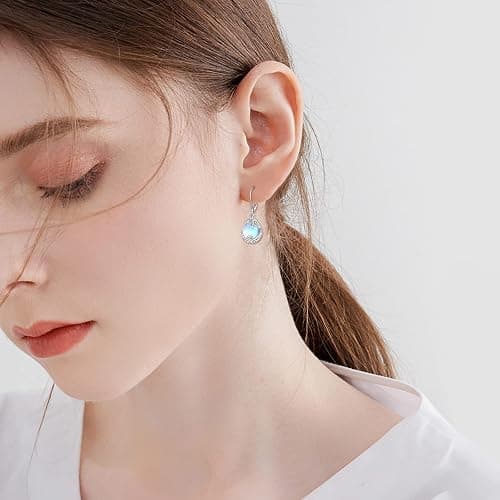 Moonstone Filigree Drop Dangle Teardrop Earrings 925 Sterling Silver Moonstone Leverback Earrings for Women Jewelry Gifts thumbnail 2