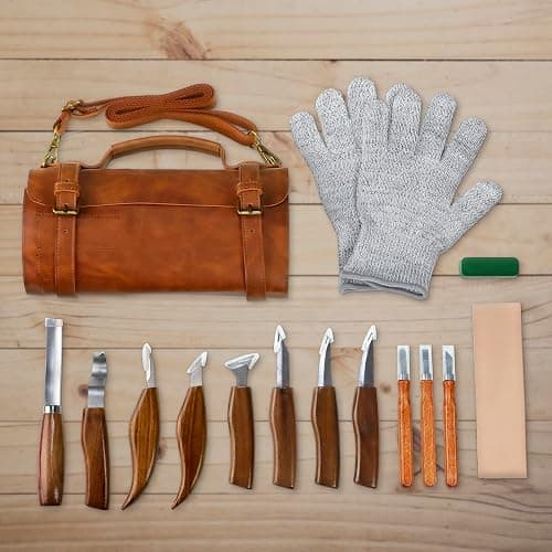 Tekchic Wood Carving Kit Deluxe-Whittling Knife, Wood Carving Knife Set, Wood Whittling Kit for Beginners, Carving Knife Woodworking Wood Carving Tools Set with Large Leather Case thumbnail 5