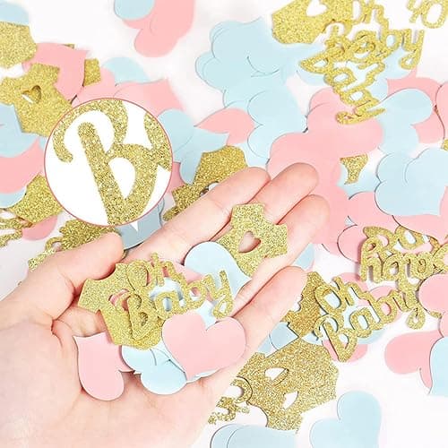 100 Stück Gender Reveal Party Deko,Baby Party Dekoration,Oh Baby Deko,Gender Reveal Konfetti,Babyparty Deko Konfetti,Babyparty Tischdeko,Glitzer Confetti für Baby Shower Deko(Blau Rosa Gold) thumbnail 4