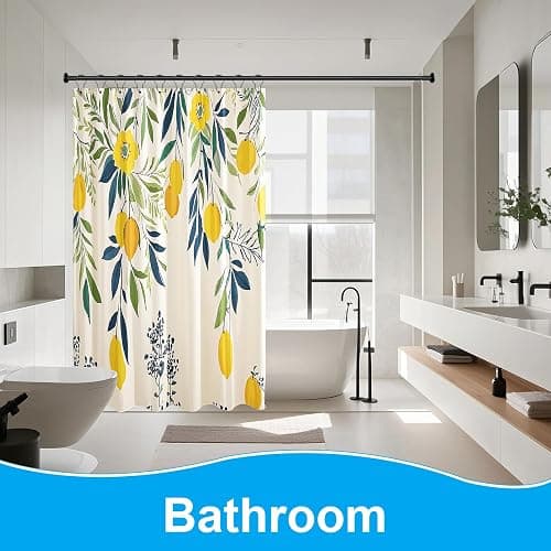 Tension Curtain Rod 51-86 Inch, Curtain Rod No Drilling for Window or Bathroom Closet, Outdoor Curtain Rods for Patio Tension Rod, Easy to Install, Never Rust, Rod Diameter 1.26 Inches - Black thumbnail 9
