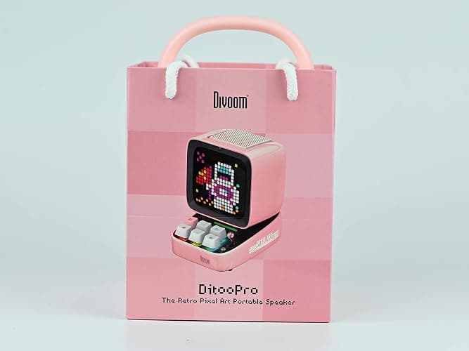Divoom Ditoo Retro Pixel Art Game Bluetooth Speaker with 16X16 LED App Controlled Front Screen (Pink) - Pink thumbnail 8