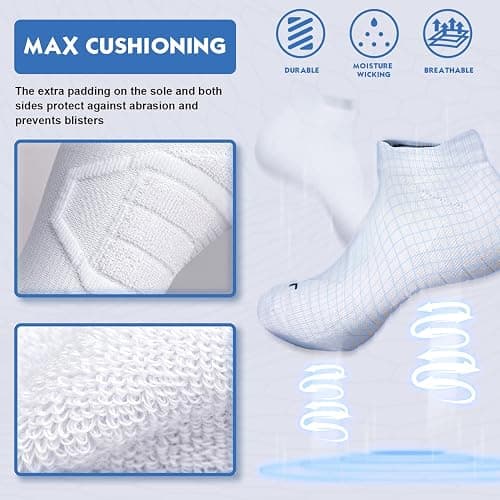 Hylaea Athletic Running Socks Cushion Padded Moisture Wicking Low Cut thumbnail 5