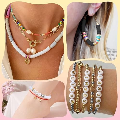 DUQGUHO Clay Beads Bracelet Making Kit for Adults 2940 Pcs, Clay Beads for Bracelets Making 6mm, Black and White Bead Kits for Jewelry DIY thumbnail 7