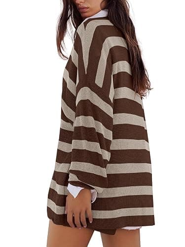 Panadila Womens Striped Sweater Set Oversized Lounge Sets Matching Pajamas Long Sleeve Sweater Top and Shorts thumbnail 3