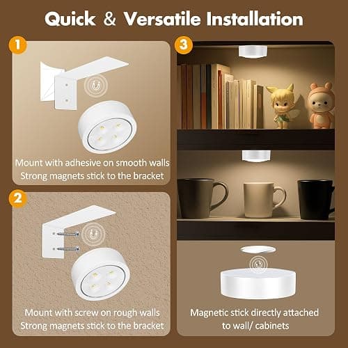 3Pcs Picture Light Battery Operated, Wireless Led Painting Light with Remote Dimmable and Timer, 3 Lighting Modes Art Display Light for Picture Frame Artworking Portrait, Wall Decorative Puck Lights thumbnail 9