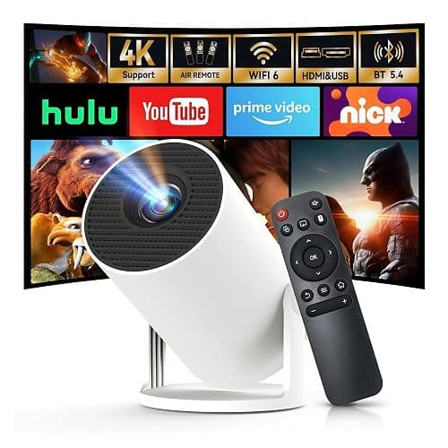 [Built-in Apps & 2026 Upgraded] WEMI Mini Portable Projector Mini Projecteur Portatif with WiFi 6 and Bluetooth 5.4 for Bedroom Smart Movie for iPhone Cell Phone Android OptiBarrel 500 - Image 1