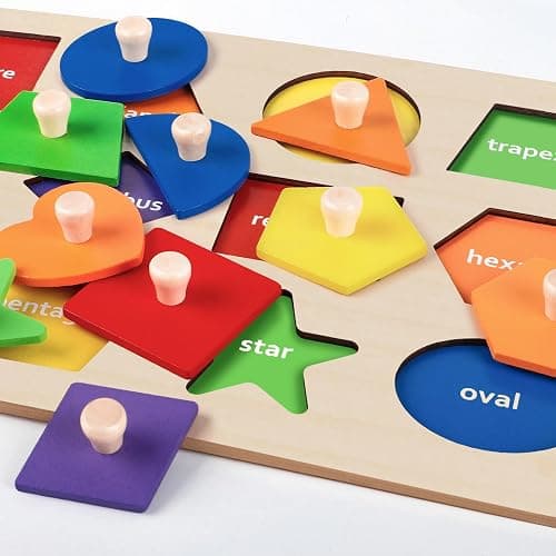Roberly Shape Wooden Puzzles for Toddlers 1-3, Montessori Toys Peg Puzzle Geometric Color Matching Board for Girls Boys 12-18-24 Months Preschool Learning Educational Toys Birthday Gifts for Kids thumbnail 4