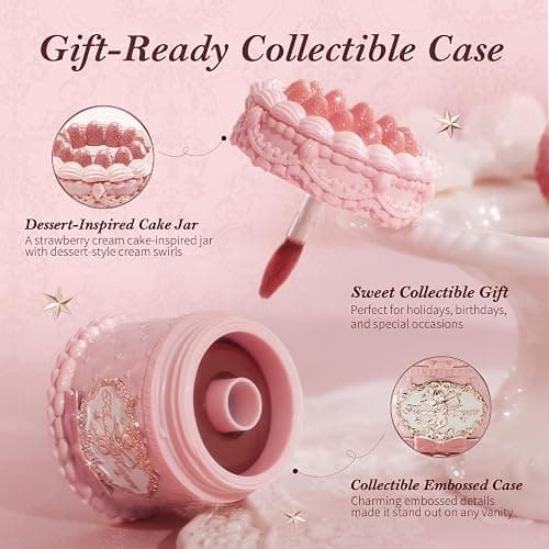 Flower Knows Strawberry Cupid Cake Lip Cream, Berry Rose Red | Velvet Matte Lip Color, Transfer-Resistant Lightweight Hydrating Formula, Vegan (V08 Cranberry) thumbnail 3