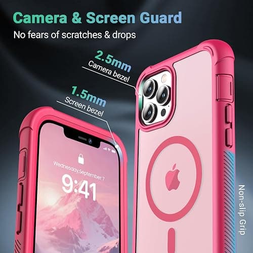 jaroco Magnetic for iPhone 12 Pro Max Case Heavy Duty Protection Rose | Compatible with MagSafe,Military Grade Drop Protection,Translucent Matte,Non-Slip,Shockproof 2-Layer Durable Bumper Case thumbnail 6