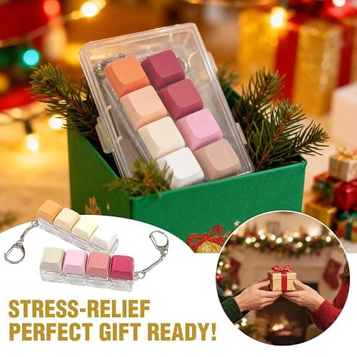 2 Pack Slient and Clicky Keyboard Fidget Toy – Creamy, Stress Relief Fidget Clicker Keychain,Quiet Anxiety Toys for Adults at Work, Travel, Home – Anxiety Relief & Focus Boost thumbnail 8