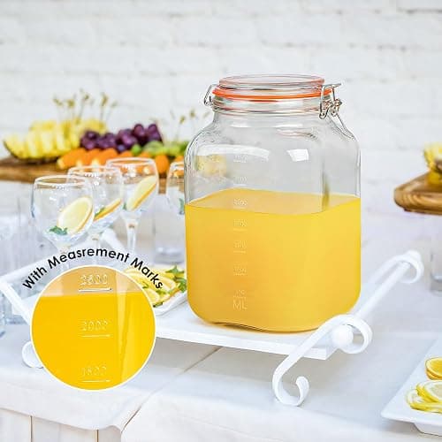 [UPGRADE] 2 Pack Square Super Wide Mouth Airtight Glass Storage Jars with Lids, 1.1 Gallon Glass Container with 2 Measurement Marks, Canning Jars with Leak-proof Lid for Kitchen (Spare Gasket) thumbnail 6