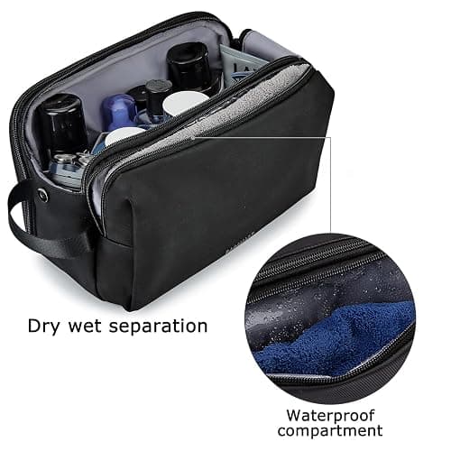 BAGSMART Toiletry Bag for Men, Travel Toiletry Organizer Dopp Kit Water-resistant Shaving Bag for Toiletries Accessories, Door Room Essentials,Black-large thumbnail 4