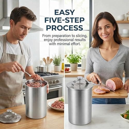 Deli Meat Press Stainless Steel - 2026 Upgraded Ham Maker Meat Press Mold for Deli Meats with Thermometer and Pressure Spring, Sturdy Healthy Lunch Meat Maker for Sandwiches & Bacon Cooker (1) thumbnail 6