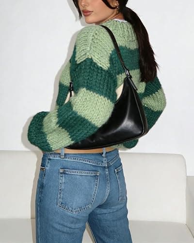 Women Y2K Striped Oversized Sweater Crewneck Long Sleeve Vintage Aesthetic Knit Pullover Tops Teens Cute Preppy Sweater thumbnail 3