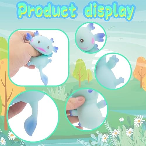 Axolotl Toy, Pull, Stretch and Squeeze Stress, Cute Fish Toy for Anxiety Relief, Birthday, Christmas, Office, Stocking Stuffer Gift, Toy Axolotl for Pulling (Set of 4) thumbnail 2