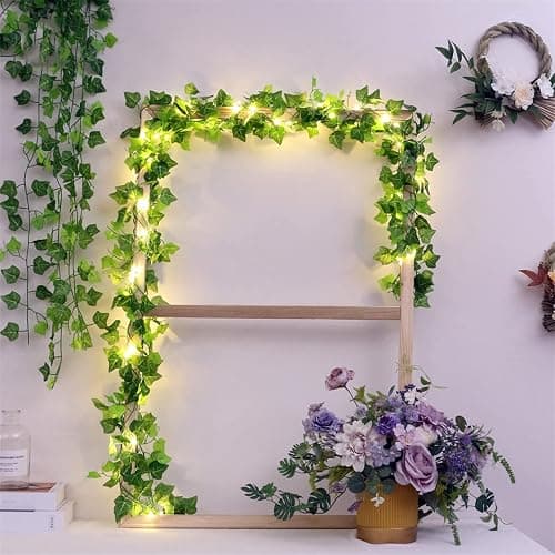 12 Packs Artificial Ivy, 84FT Garland Hanging Plants Fake Vines with 200 LED String Light for Bedroom Wedding Party Garden Wall Room Home Decor thumbnail 6