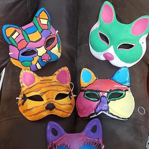 Nakimo Fox Mask DIY Paintable Cosplay Accessories Mask for Party Masquerade Costume Halloween, Pack of 5 thumbnail 5