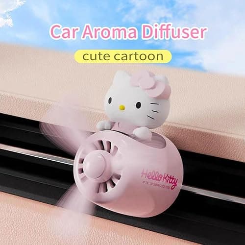 Car Air Freshener, Cute Pink Cat Pilot Vent Clip Interior Accessories, Rotating Propeller Automotive Air Outlet Fan Creative Cartoon Air Fresheners for Car (Pink) thumbnail 2
