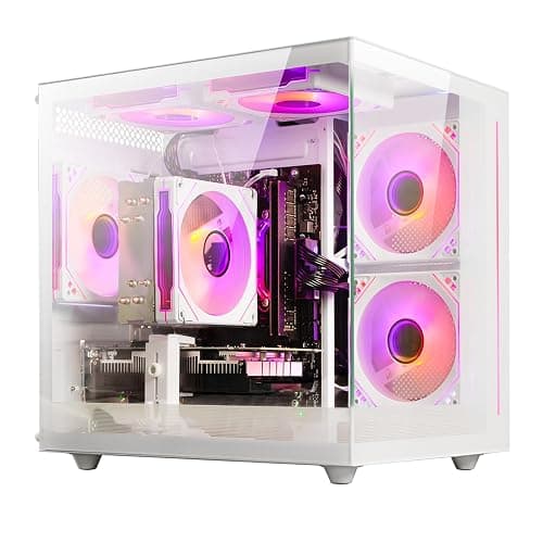 suevery Desktop Computers,32G RAM,1TB NVMe SSD,Core i5-12400F,RTX 3050 6G,Prebuilt Gaming PC,Tower Computer Gamer,Work,VR,4K,Home and Business WiFi 6 White - Image 1