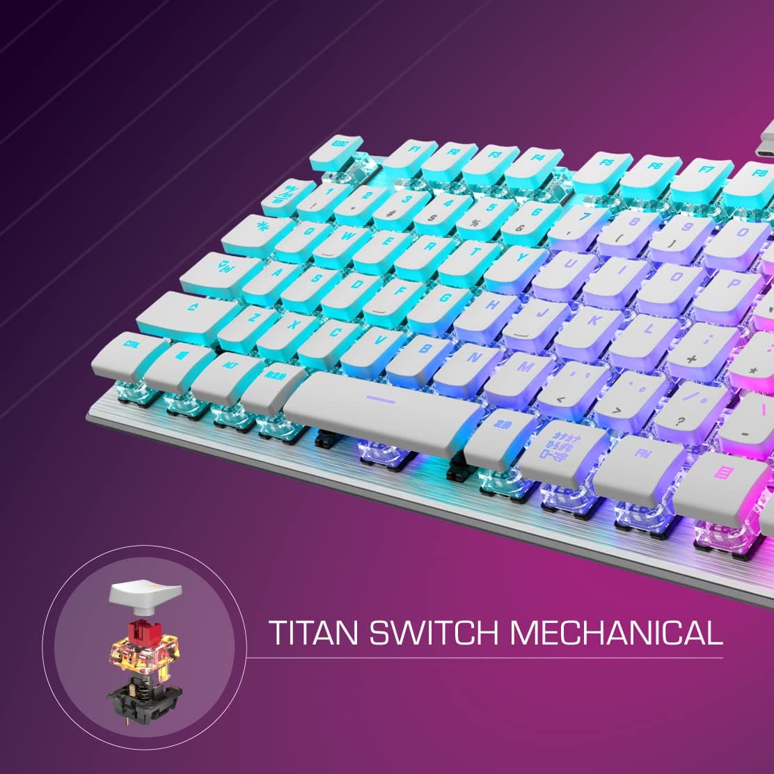 ROCCAT ゲーミングキーボード Vulcan TKL JP 日本語配列 有線 ホワイト/白 メカニカル リニア テンキーレス RGB ボリュームダイヤル Windows 7以降 【国内正規品】 thumbnail 2