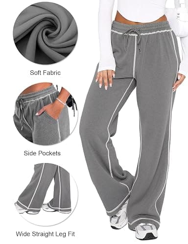 DISCIPBUSH Track Pants Women Sweatpants Soft Jogging Straight Pajama Sweats Wide Leg Sweatpants Women Lounge Pants Joggers thumbnail 4