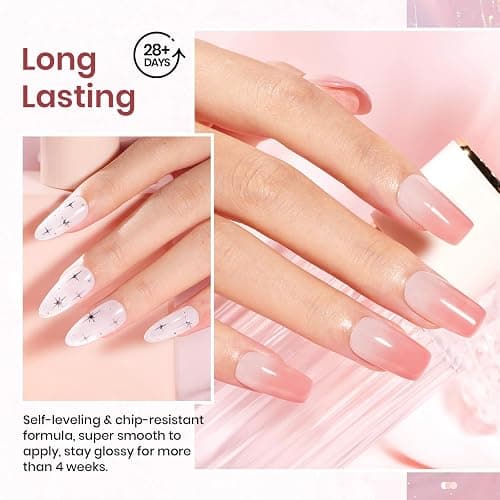 beetles Gel Polish Whispers of Love Jelly Gel Nail Polish Set - 6 Colors Milky White Nude Pink Neutral Sheer Translucent Soak Off UV Gel Nail Kit, Nail Concealer for Salon DIY Manicure Gift Women thumbnail 6