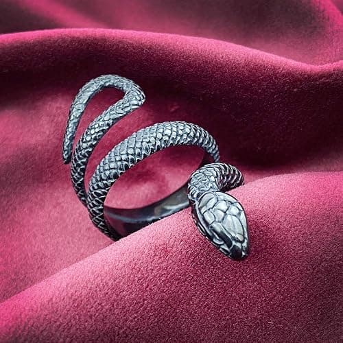 KouGeMou Womens Rock Snake Finger Ring Retro Jewelry Silver Snake Animal Rings Gift Accessories Size 6-10 thumbnail 2