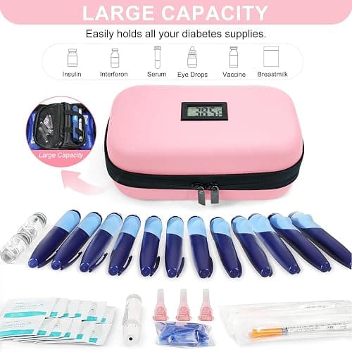 Insulin Cooler Travel Case Medication Cooler for Travel with Thermometer Temperature Display Diabetic Medication Organizer Medical Travel Cooler Bag with 2 Ice Pack thumbnail 3