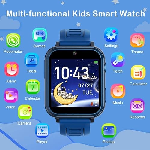 Phyulls Smart Watch for Kids with 39 Games Alarm Clock, Touchscreen, Calendaring Camera Music Player Time Display Video & Audio Recording, Toys for 3-12 Years Old Boys thumbnail 3