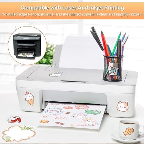 Printable Sticker Paper for Inkjet Printer 40 Sheets 8.5"x11'' Matte Sticker Printer Paper Full Sheet Labels for Laser/Inkjet Printers, Letter Size thumbnail 4