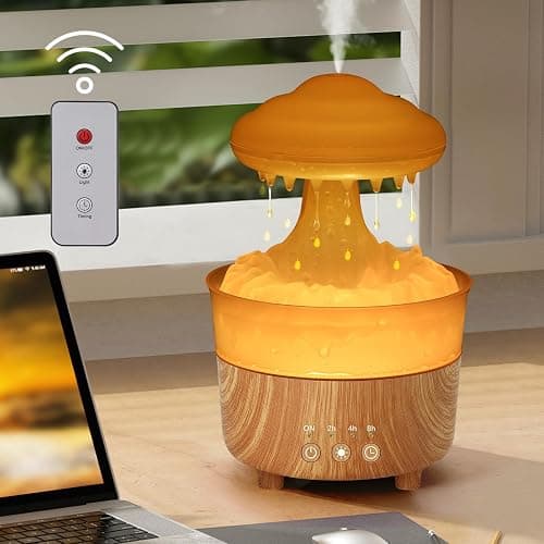 Cloud Humidifier Rain Drop Diffuser for Bedroom Home, 230ML Large Capacity Essential Oil Diffusers for Home, 7 Colors Cool Mist Humidifiers for Sleeping Relaxing for Bedroom Office Yoga Spa - Image 1
